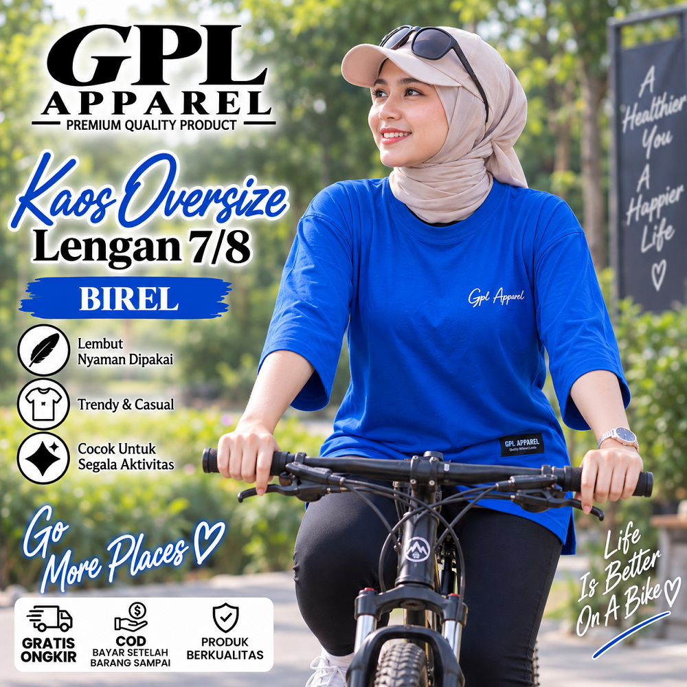 BIREL GPL APPAREL Kaos Wanita Oversize Lengan 7/8 Premium – Cotton Combed Adem & Nyaman - Gambar 5